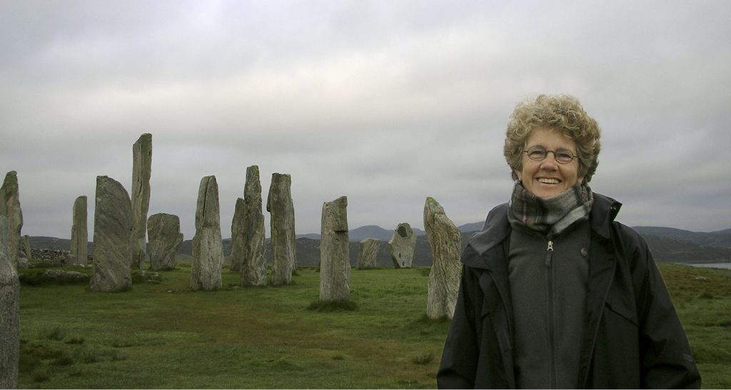 Margie stands in front of the Callanish Stones